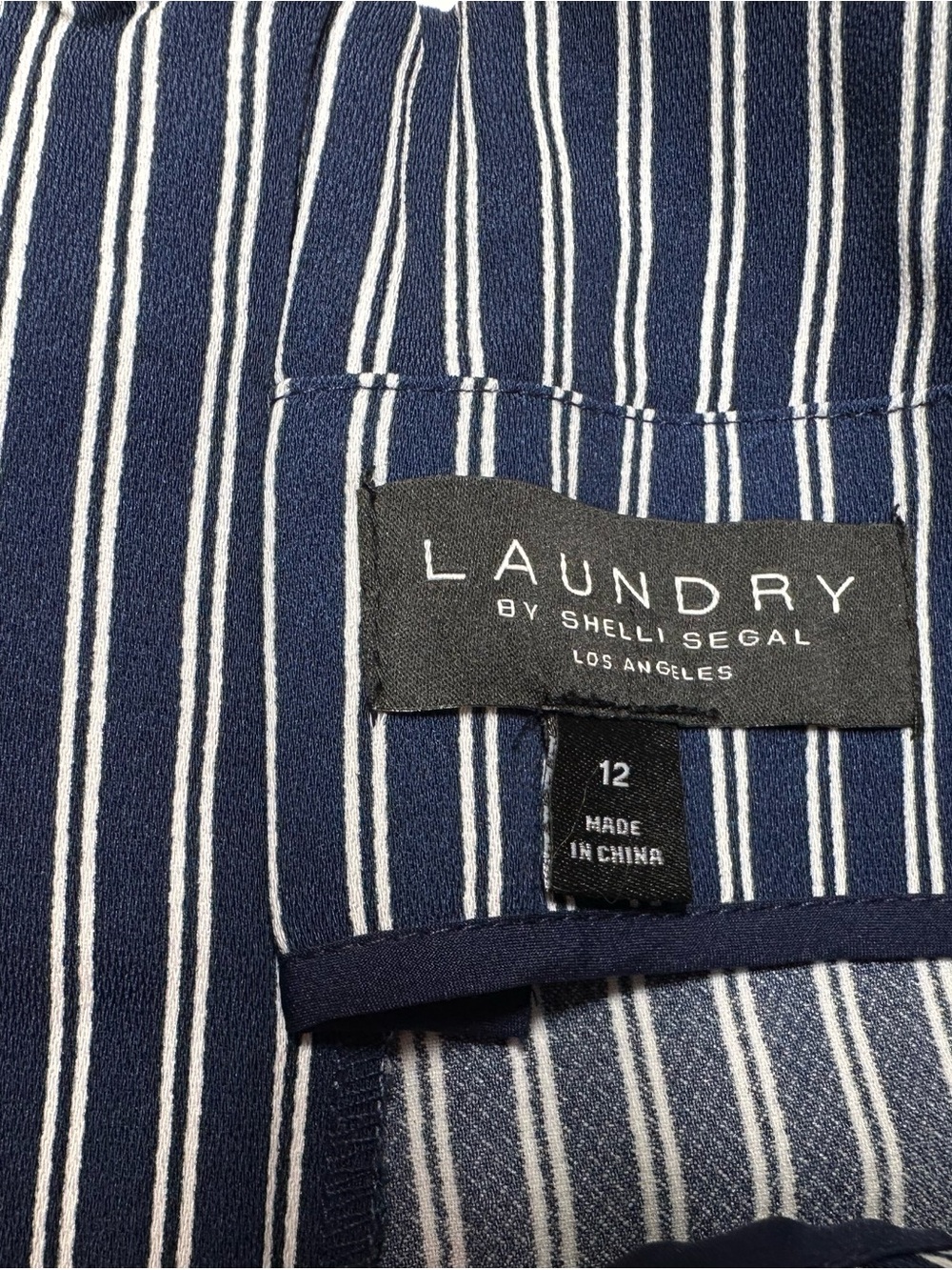 Laundry Women’s 12 Navy & White Wide‑Leg Striped Lightweight Euro Coastal  Pants